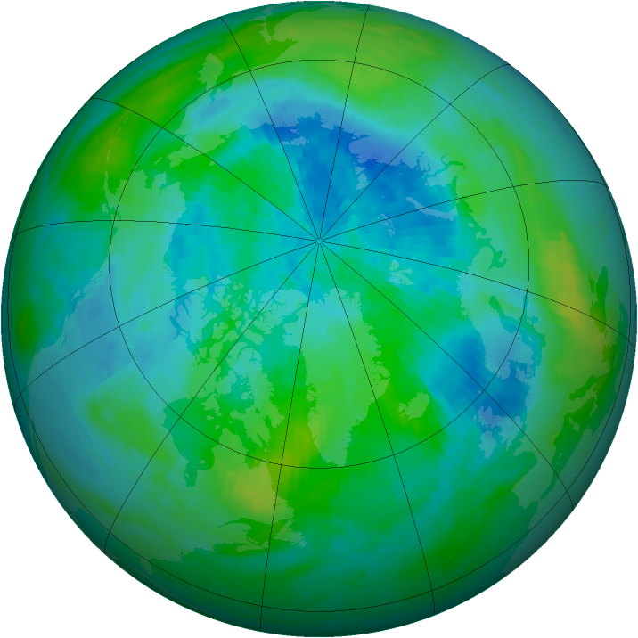 Arctic ozone map for 13 September 1990